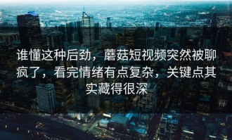 谁懂这种后劲，蘑菇短视频突然被聊疯了，看完情绪有点复杂，关键点其实藏得很深